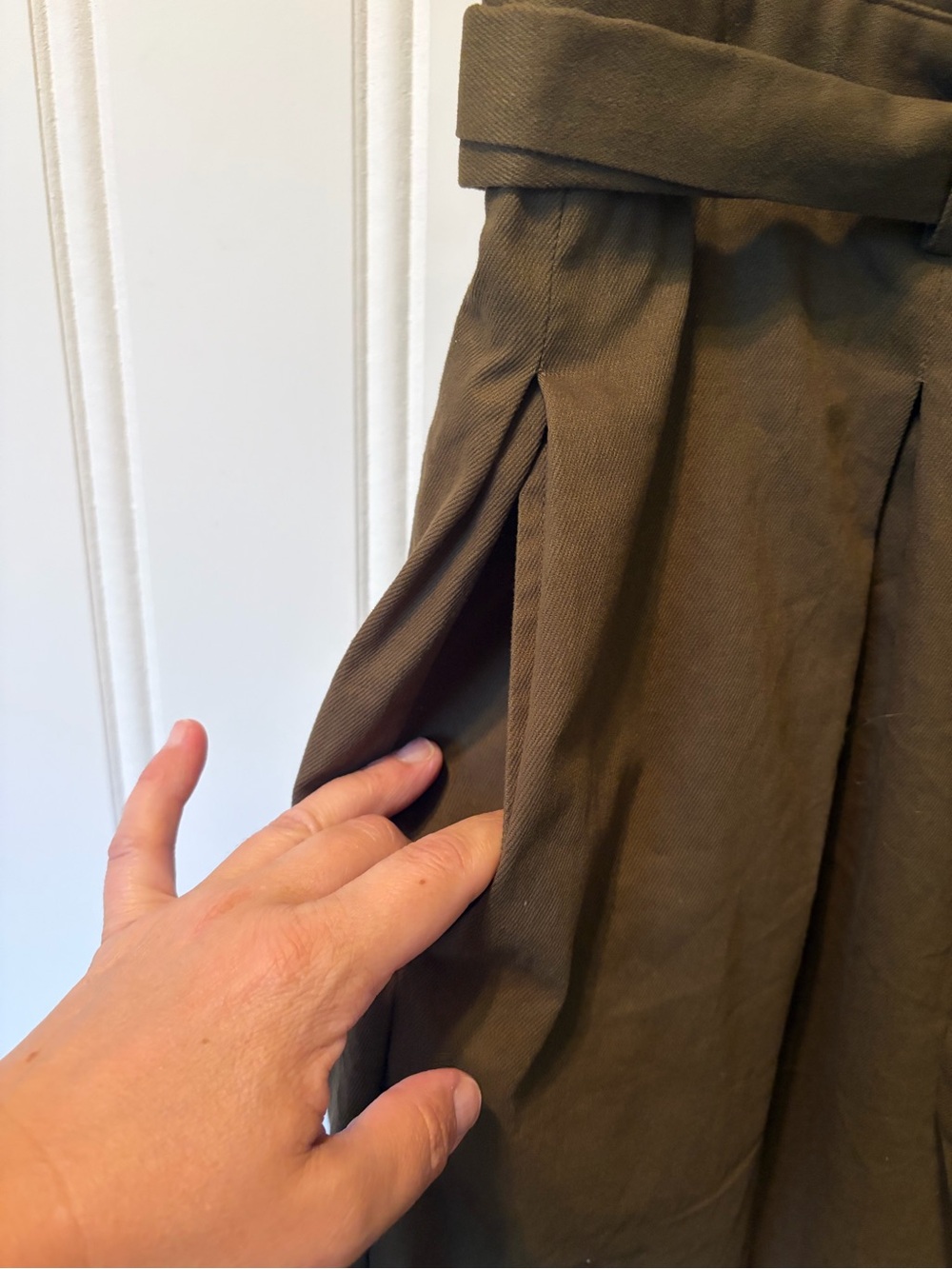 NWT J. Brooks Boutique Olive Paperbag Waist Cargo Pants Tie Ankle Stretch 1XL - Picture 8 of 13